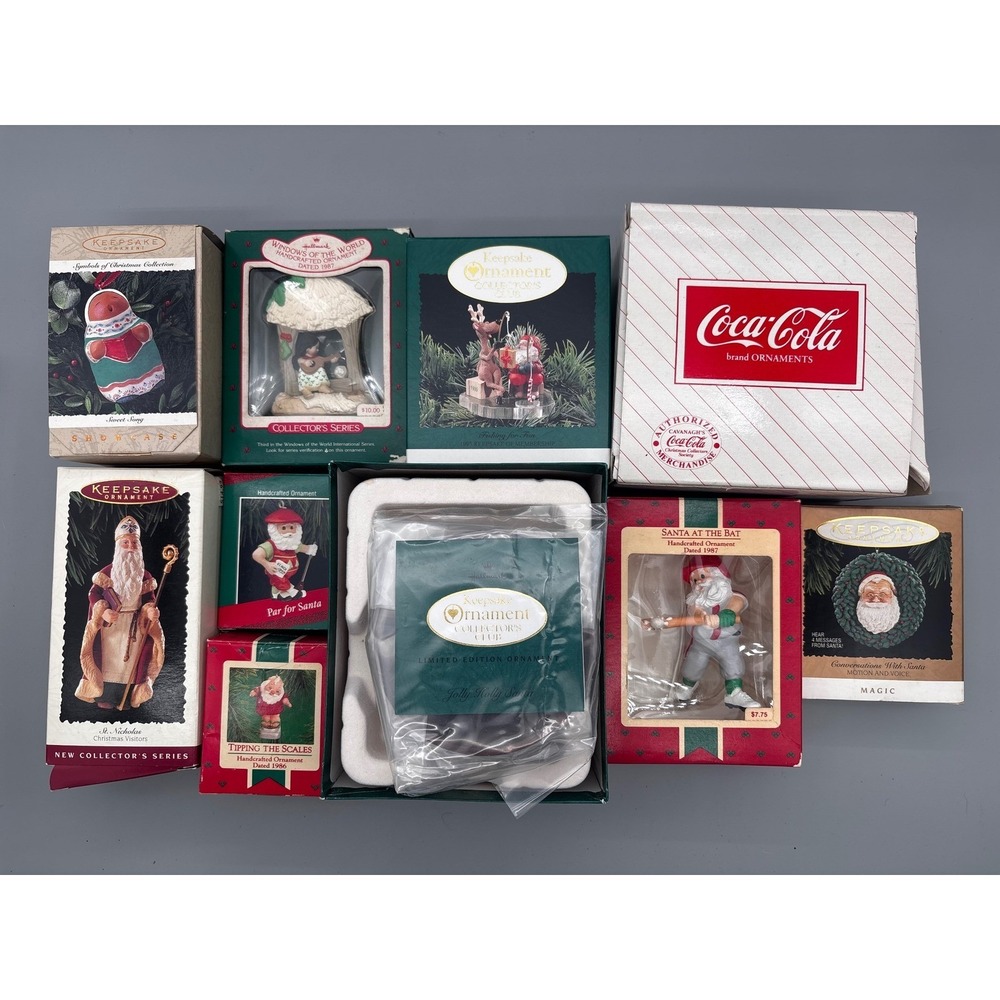 Vintage Hallmark Ornaments Lot of 10 Santa, Coca-Cola, Golf, Baseball, St Nick - Picture 4 of 5